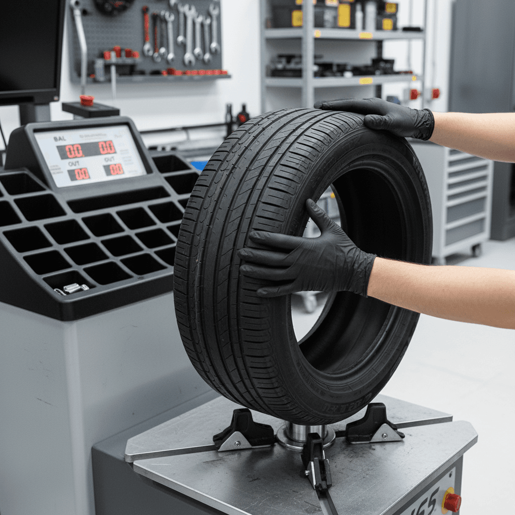 Wheel balancing service demonstration